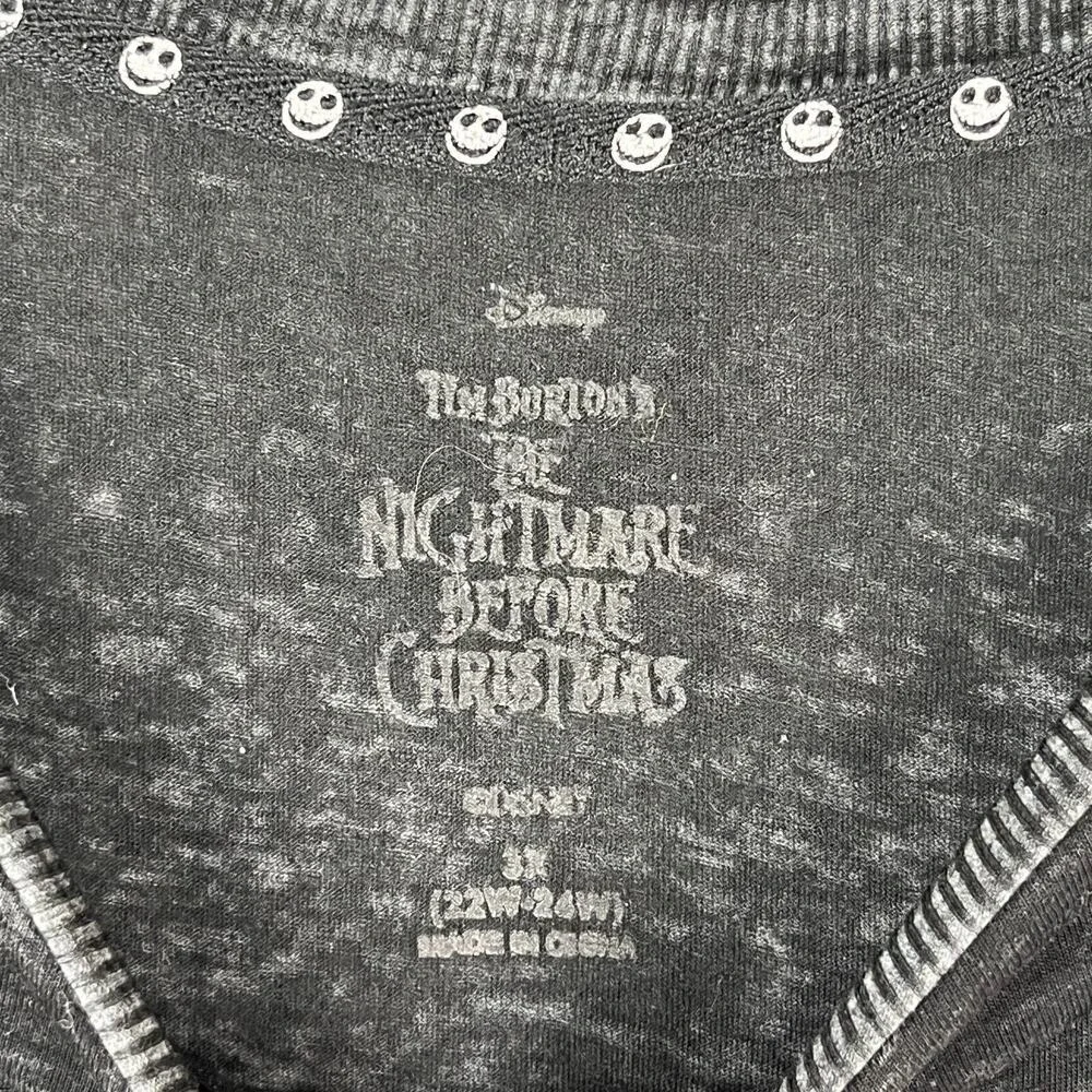 Nightmare Before Christmas Shirt Womens 3X Pajama Top Sleepwear Black Burnout‎ - Picture 2 of 10